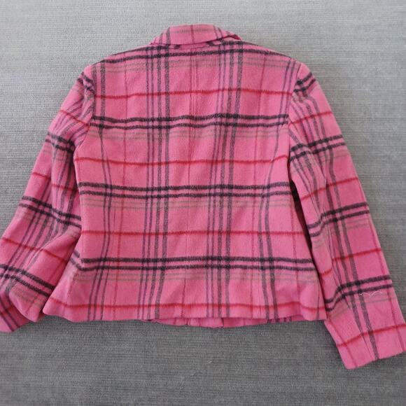Vintage Requirements Jacket Womens 18 Pink Plaid Full Zip Wool Blend Barbiecore - Picture 2 of 9